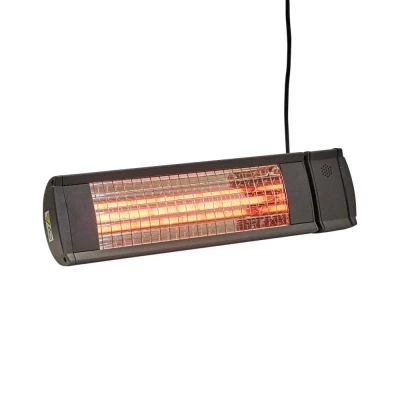 Riscaldatore Eco High-line 1500W - Antracite | HEAT1 Riscaldatore Eco High-line 1500W in antracite montato a parete per terrazze