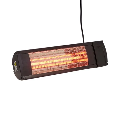 Riscaldatore Eco High-line 1500W - Nero | HEAT1 Riscaldatore Eco High-line 1500W nero con design moderno per terrazze e balconi