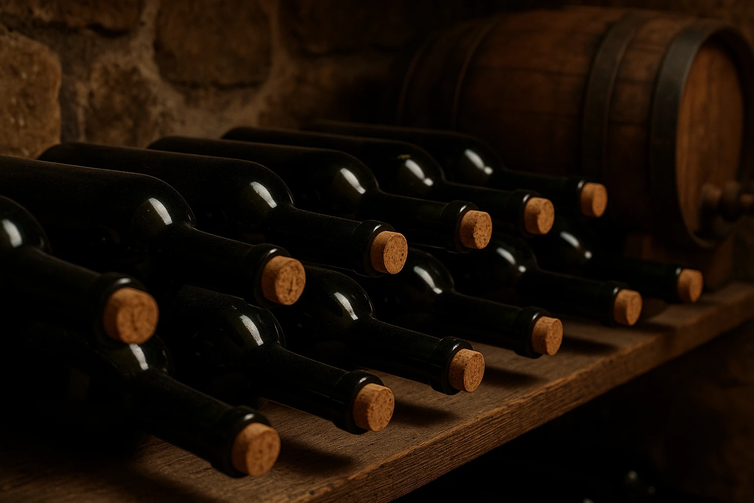 bottiglie di vino in cantina